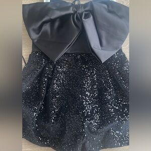 Zara Black Sequin Bow Mini Dress